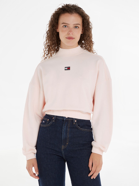 Tommy Jeans Mock Neck Badge Boxy Cropped Pulover