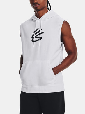 Under Armour Curry Fleece SLVLS Hoodie-WHT Pulover