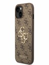 Guess PU 4G Metal Logo Zadní Kryt pro iPhone 14 Brown Ovitek za telefon