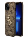 Guess PU 4G Metal Logo Zadní Kryt pro iPhone 15 Brown Ovitek za telefon