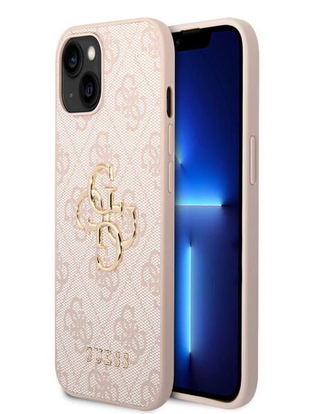 Guess PU 4G Metal Logo iPhone 15 Plus Pink Ovitek za telefon