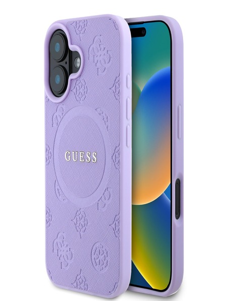 Guess Saffiano Peony Stamp MagSafe Phone 16 Purple Ovitek za telefon