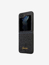 Guess PC/TPU Glitter Flakes Metal Logo Zadní Kryt pro Samsung Galaxy Z Flip 5 Black Ovitek za telefon