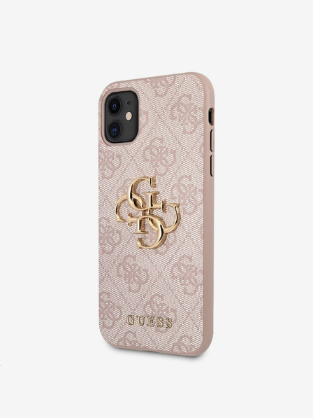 Guess PU 4G Metal Logo Zadní Kryt pro iPhone 11 Pink Ovitek za telefon