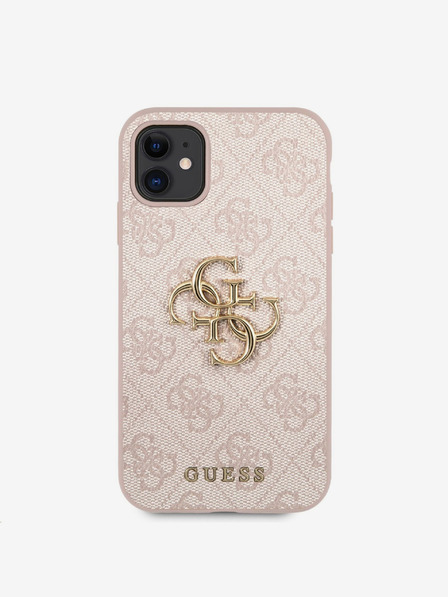 Guess PU 4G Metal Logo Zadní Kryt pro iPhone 11 Pink Ovitek za telefon