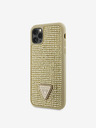 Guess Rhinestones Triangle Metal Logo Kryt pro iPhone 11 Pro Gold Ovitek za telefon