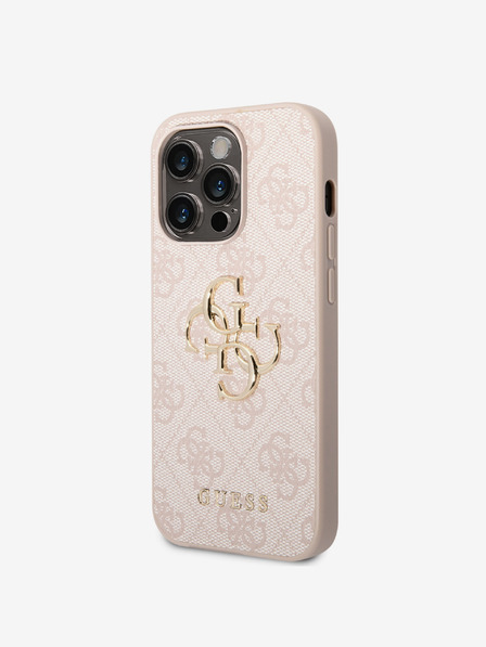 Guess PU 4G Metal Logo Zadní Kryt pro iPhone 15 Pro Max Pink Ovitek za telefon