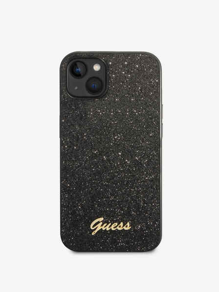 Guess PC/TPU Glitter Flakes Metal Logo Zadní Kryt pro iPhone 14 Black Ovitek za telefon