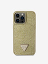 Guess Rhinestones Triangle Metal Logo Kryt pro iPhone 15 Pro Max Gold Ovitek za telefon