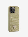 Guess Rhinestones Triangle Metal Logo Kryt pro iPhone 15 Pro Max Gold Ovitek za telefon