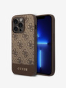 Guess PU 4G Stripe Zadní Kryt pro iPhone 14 Pro Max Brown Ovitek za telefon