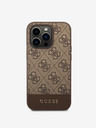 Guess PU 4G Stripe Zadní Kryt pro iPhone 14 Pro Max Brown Ovitek za telefon