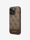 Guess PU 4G Stripe Zadní Kryt pro iPhone 14 Pro Max Brown Ovitek za telefon