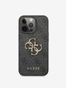 Guess PU 4G Metal Logo Zadní Kryt pro iPhone 13 Pro Max Grey Ovitek za telefon