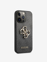 Guess PU 4G Metal Logo Zadní Kryt pro iPhone 13 Pro Max Grey Ovitek za telefon