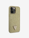 Guess Rhinestones Triangle Metal Logo Kryt pro iPhone 14 Pro Max Gold Ovitek za telefon