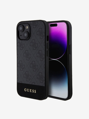 Guess PU 4G Stripe MagSafe Zadní Kryt pro iPhone 15 Black Ovitek za telefon