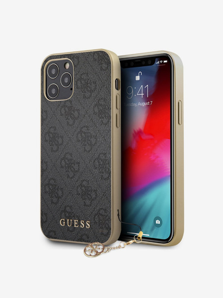 Guess 4G Charm Zadní Kryt pro iPhone 12/12 Pro 6.1 Grey Ovitek za telefon