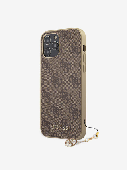 Guess 4G Charm Zadní Kryt pro iPhone 12/12 Pro 6.1 Brown Ovitek za telefon