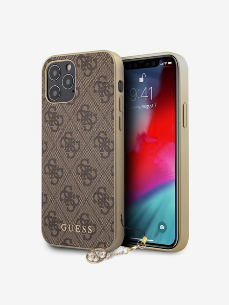 Guess 4G Charm Zadní Kryt pro iPhone 12/12 Pro 6.1 Brown Ovitek za telefon