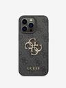 Guess PU 4G Metal Logo Zadní Kryt pro iPhone 14 Pro Grey Ovitek za telefon