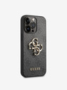 Guess PU 4G Metal Logo Zadní Kryt pro iPhone 14 Pro Grey Ovitek za telefon