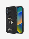 Guess PU Fixed Glitter 4G Metal Logo Zadní Kryt pro iPhone 16 Black Ovitek za telefon