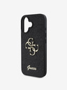 Guess PU Fixed Glitter 4G Metal Logo Zadní Kryt pro iPhone 16 Black Ovitek za telefon