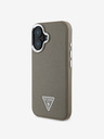 Guess PU Grained Triangle Logo Zadní Kryt pro iPhone 16 Brown Ovitek za telefon