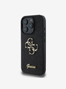 Guess PU Fixed Glitter 4G Metal Logo Zadní Kryt pro iPhone 16 Pro Black Ovitek za telefon