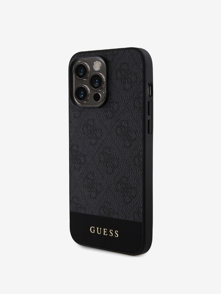 Guess PU 4G Stripe MagSafe Zadní Kryt pro iPhone 15 Pro Black Ovitek za telefon