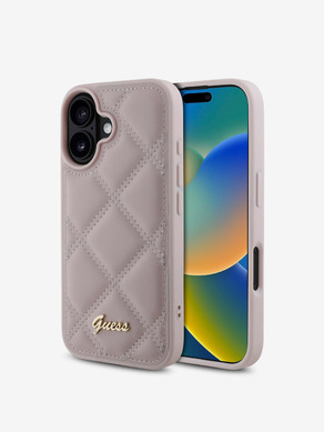 Guess PU Leather Quilted Zadní Kryt pro iPhone 16 Pink Ovitek za telefon