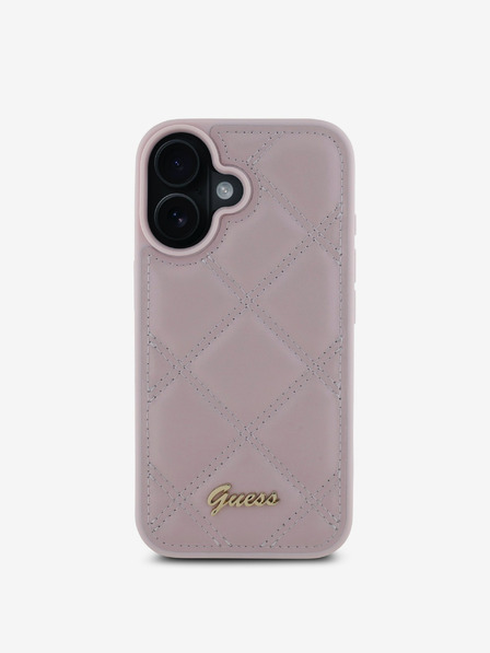 Guess PU Leather Quilted Zadní Kryt pro iPhone 16 Pink Ovitek za telefon