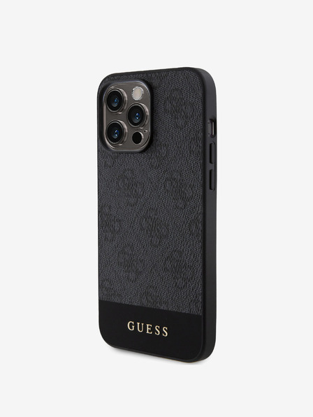 Guess PU 4G Stripe MagSafe Zadní Kryt pro iPhone 15 Pro Max Black Ovitek za telefon