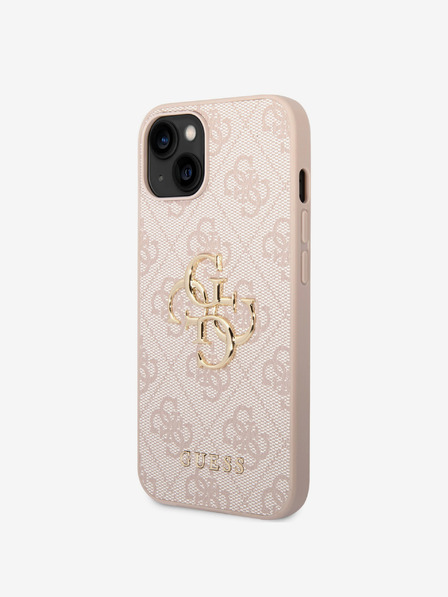 Guess PU 4G Metal Logo iPhone 15 Plus Pink Ovitek za telefon