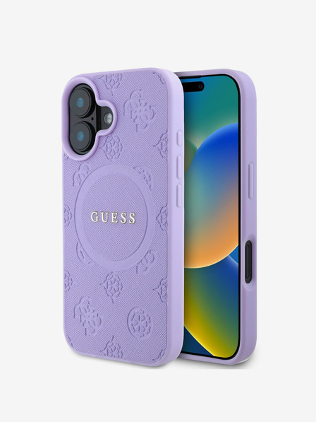 Guess Saffiano Peony Stamp MagSafe Phone 16 Purple Ovitek za telefon