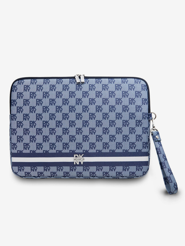 DKNY PU Leather Checkered Pattern and Stripe Notebook 13/14 Blue" Ovitek