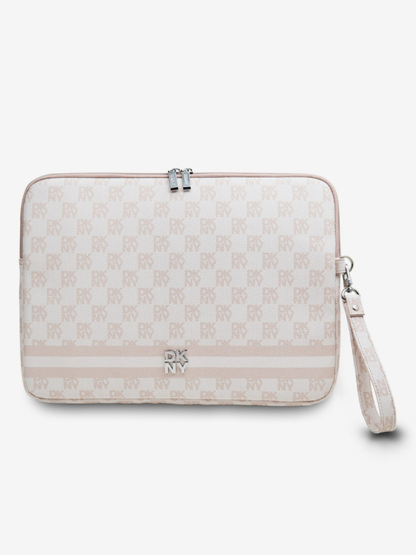 DKNY PU Leather Checkered Pattern and Stripe Notebook 13/14 Pink" Ovitek