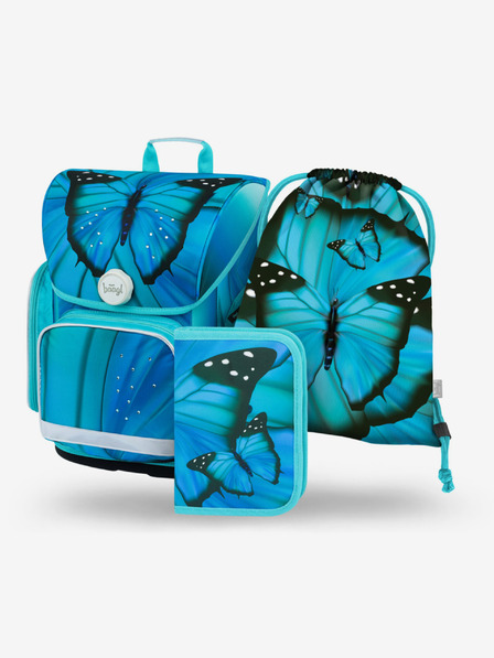 BAAGL  Modri šolski komplet Ergo - aktovka, peresnica, torba Baagl Butterfly