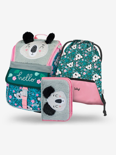 BAAGL  Zeleni šolski komplet Zippy - aktovka, peresnica, torba Baagl Baby Koala