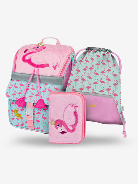 BAAGL  Rožnata šolska oprema Zippy - aktovka, peresnica, torba Baagl Flamingo