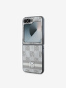 DKNY PU Leather Checkered Pattern and Stripe Zadní Kryt pro Samsung Galaxy Z Flip 6 Beige Ovitek za telefon