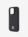 DKNY PU Leather Repeat Pattern Stack Logo MagSafe Zadní Kryt pro iPhone 16 Pro Black Ovitek za telefon