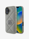 DKNY PU Leather Quilted Stack Logo Zadní Kryt pro iPhone 16 Grey Ovitek za telefon