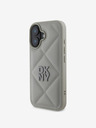 DKNY PU Leather Quilted Stack Logo Zadní Kryt pro iPhone 16 Grey Ovitek za telefon