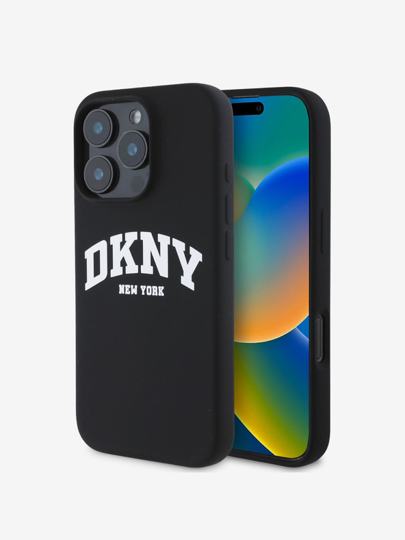 DKNY Liquid Silicone Arch Logo MagSafe Zadní Kryt pro iPhone 16 Pro Max Black Ovitek za telefon