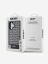 DKNY PU Leather Repeat Pattern Bottom Stripe MagSafe Zadní Kryt pro iPhone 16 Black Ovitek za telefon