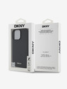 DKNY PU Leather Silver Metal Logo Magsafe Zadní Kryt pro iPhone 16 Pro Black Ovitek za telefon