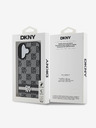 DKNY PU Leather Checkered Pattern and Stripe Zadní Kryt pro iPhone 16 Black Ovitek za telefon