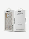 DKNY PU Leather Checkered Pattern and Stripe Zadní Kryt pro iPhone 16 Pink Ovitek za telefon